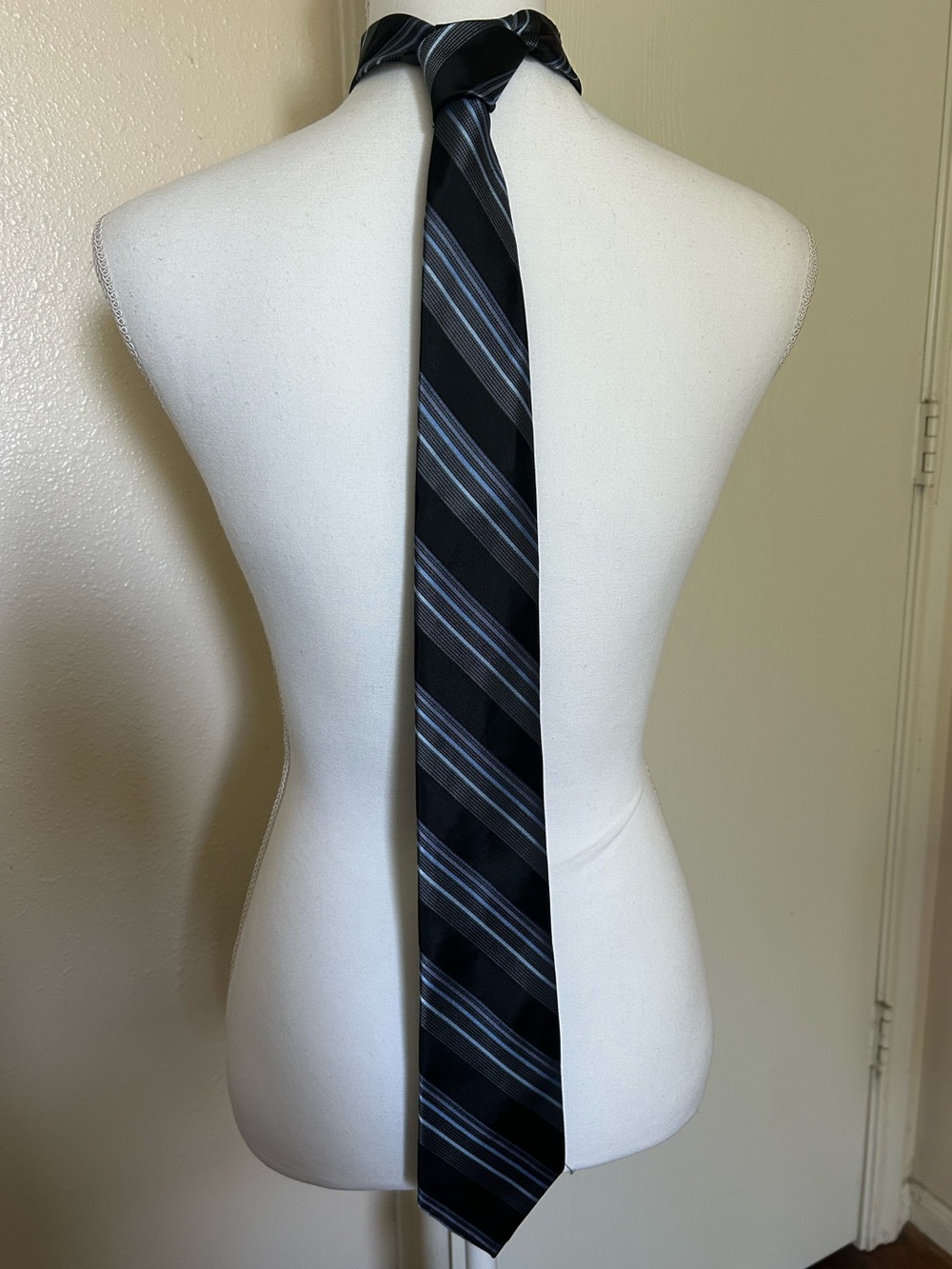 MERONA-  Black and Blue Striped Men's Tie